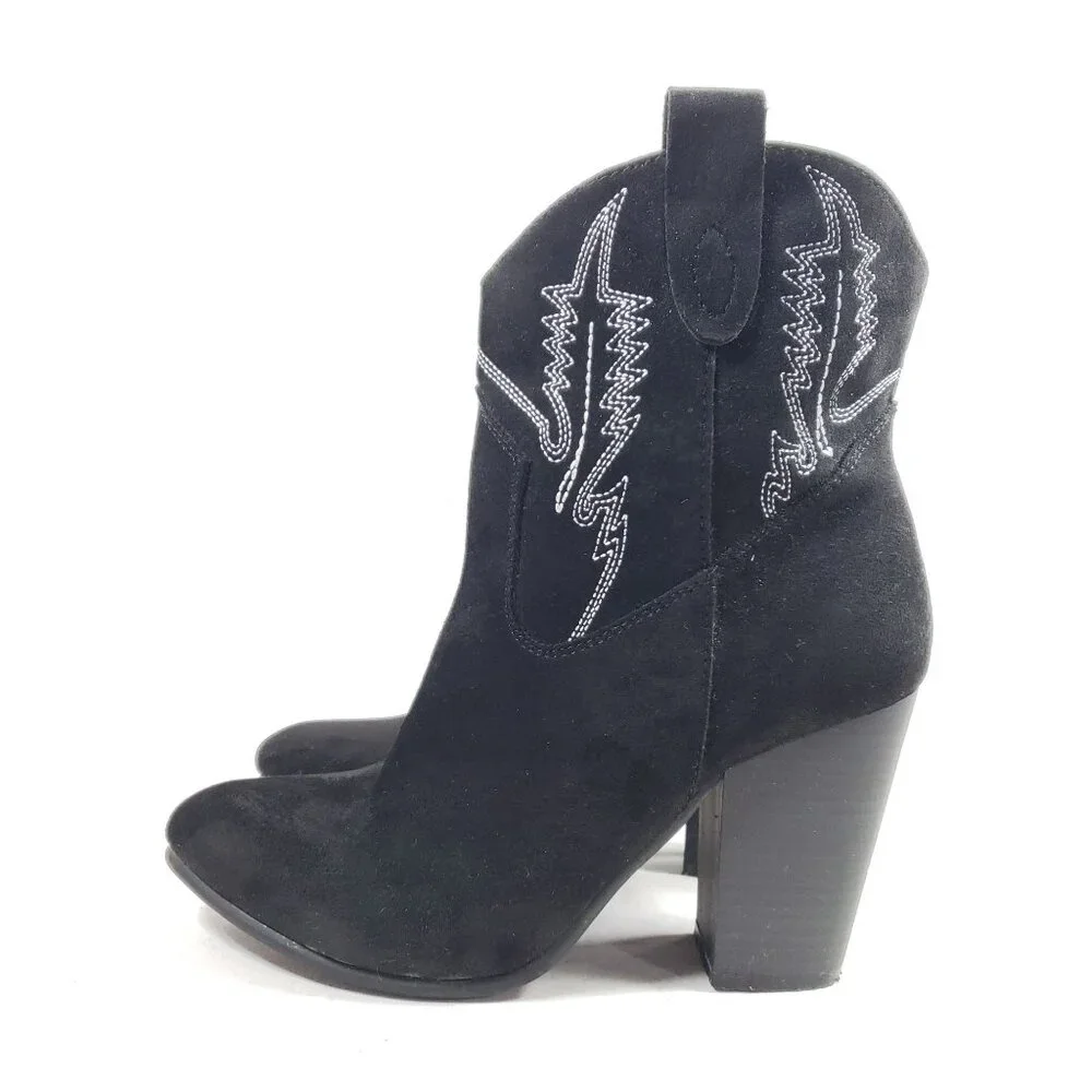 Code West Womens Size 9 Black Faux Suede Western Ankle Boots - Picture 5 of 9